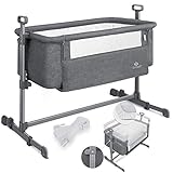 KESSER® Zustellbett Hubi 3in1 Baby Beistellbett Reisebett Babybett mit weich Matratze, mit Rollen Kinderbett, 5-fach Höhenverstellung, Faltbare Seitenwand für Zuhause und Unterwegs, Dunkelg