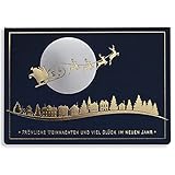 Art Nuvo–EXKLUSIVE WEIHNACHTSKARTEN NR 7 – SATZ VON 10 GLEICHE KARTEN, 120x170mm, VERGOLDETE UND GEPRÄGTE WEIHNACHTSMOTIVE – HERGESTELLT AUS SCHMUCKPAPIER UND BUNTEM PAPIER MIT EINLAGEN UND UM