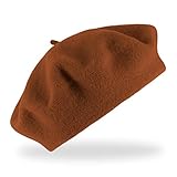 fiebig Baske aus 100% Reiner Schurwolle | Baskenmütze in One Size & Woolmark Qualität | Wollbaske in vielen Farben Made in Europe (Zimt)