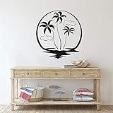 Decorative adhesive for walls, vinyl, living room, bedroom, bathroom, beach palm tree, detachable, waterproof -50.4x54