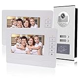 KDL Heimat 7' RFID Video Türklingel Intercom Türsprechanlage 2 Monitore mit 1 IR-Kamera Nachtsicht 800x480 Hohe Auflösung für Multi Apartments/F