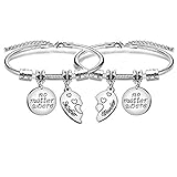 2 Armbänder für Mutter und Tochter, 2 Herzteile, Edelstahl, Geschenk, Schmuckset, für Frauen und M