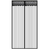 AMZBAI Vorhang Moskitonetz 215x210cm(85x83inch) Vollrahmen-Klettverschluss Fliegengittertür Fliegennetz Einfach zu montieren Ohne Bohren für Balkontür Wohnzimmer Terrassentür, Schw