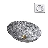 HONGYIFEI2021 Badezimmerspüle Silber Glas Waschbecken Waschbecken Badezimmer Waschbecken Galvanized Temperiertes Glas Waschbecken Home Oval Waschbecken Kunstbecken (Color : A)