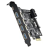 SupaHub PCI-E auf USB 3.0 Karte Typ-A (4) und Typ-C (1) 5 x USB 3.0-Anschlüssen, USB 3.1 Gen1 PCI Express Karte Bandbreite bis zu 5 Gbps, Erweiterung des 2 USB 3.0 Ports Frontp