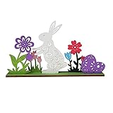 aokiya Ostern Tischschild Dekoration, Holz Osterhase Ausschnitt Hase Karotten Formen Desktop Ornament, Osterhasen Dekorationen für Frühling Ostern Party Tischp