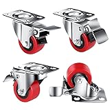 Ulikey ​Rollen für Möbel, 4 Stück 50mm Lenkrollen Schwenkrollen mit Bremse Räder, Transportrollen für Möbel, Schwerlastrollen mit max. 400 Kg Gesamttragkraft, Möbelrollen aus Gummi für Palettenmöb