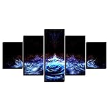 Laimi 5-TLG Blaue Seerose Blumen Set Keilrahmen-Malen-Canvas zum Aquarellfarbe Ölfarbe Acrylfarbe malen-Leinwand auf Keilrahmen aus Holz Säurefreie Baumwolle Leinw