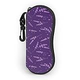 ATUEMACO Dunkelpurpurrote Lavendel Blumenmuster Brillen Fall Sonnenbrille Weiche Etui Unisex Neopren Gläser Fall mit Karabiner Reiß
