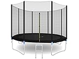 MALATEC Gartentrampolin  Outdoor Trampolin mit Sicherheitsnetz und Leiter bis 150 kg Komplettset inkl.Außennetz 180/305/366cm 2215, Größe:305-312