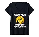 Damen Hexe Ab 250 km h zieht mein Besen etwas nach rechts T-Shirt mit V