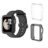 QULLOO hülle Kompatibel mit Xiaomi Mi Watch Lite/Redmi Watch,[2 Stücke] Ultra-Slim Weicher Flexible TPU Schutzhülle Case (Klar + Schwarz)