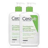 CeraVe Feuchtigkeitsspendende Reinigungslotion für Gesicht und Körper, Normale bis trockene Haut, Mit Hyaluron und 3 essenziellen Ceramiden, 2 x 473