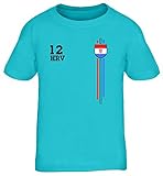 Hrvatska Croatia World Cup Fussball WM Fanfest Gruppen Kinder T-Shirt Rundhals Mädchen Jungen Streifen Trikot Kroatien, Größe: 134/146,türk