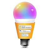 WLAN Glühbirne unterstützt Homekit, Refoss Smart E27 LED Lampe Dimmbare Mehrfarbige, kompatibel mit, Alexa, Google Assitant, 9W 2700K-6500K, 2,4G