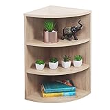 RICOO Eck-Regal (WM053-ES) 60 x 33 x 33 cm Holz-Regal Eiche Braun Eck-Wandregal Stand-Regal Bücher-Regal Organizer Bücher-Schrank Wohn-Zimmer Eck