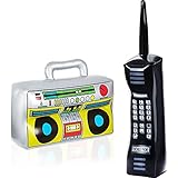 Gejoy 2 Stücke Aufblasbare Radio Boombox Aufblasbare Handy Requisiten für 80er 90er Party Dek