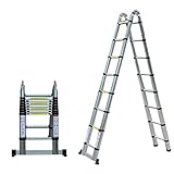 Teleskopleiter 5M Leiter Ausziehbar Klappleiter Mehrzweckleiter Aluminium 150kg Belastbark