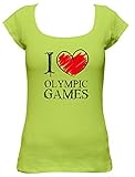 I Love Olympic Games Fun Damen Boat Neck T-Shirt, Größe:XL;Farbe:mintgrü