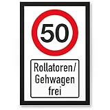 DankeDir! 50 Jahre Rollatoren Gehwagen frei Kunststoff Schild - Geschenk 50. Geburtstag Geschenkidee Geburtstagsgeschenk Fünzigsten Geburtstagsdeko Partydeko Party Zubehör Geburtstagsk