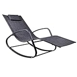 WeCooper Zero Gravity Schaukelstuhl, Terrassen-Chaise für Innen und Außen, Wellen-Loungesessel für Hof und Terrasse, Abnehmbare Kopfstütze, Tarng