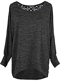 Emma & Giovanni - Damen Oversize Oberteile/Pullover mit Spitze (Shwarz, S-M (Tag S))