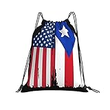 USA Puerto Rucksack mit geteilter Flagge, Kordelzug, bedruckt, für Radfahren, Wandern, Teamtraining, Gymsack