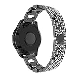 HUANDE Uhrenarmband aus Edelstahl, 22 mm, 20 mm, für Samsung Galaxy Watch 46 mm/42 mm, Diamant-Armband für Gear S3 (Armbandfarbe: Schwarz, Armbandbreite: 22 mm Uhrenarmband)