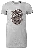 Stahl Ball Lauf 1890 Damen T-Shirt Kleid Lang Grau Rundhals Leichtes Lässiges Kurzarm Women's Grey Crew Neck Casual Short S