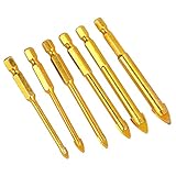 Mauerwerksbohrer, oberflächenverzinkter, rostfreier Kohlenstoffstahl + YG6-Legierung 1/4 Zoll Sechskantschaft Glasbohrer Bits-Sets für Spiegel für H