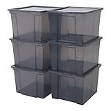 Iris Ohyama, 6er-Set, Aufbewahrungsboxen, 30 L, mit Deckel, stapelbar, Garage, Schlafzimmer, Wohnzimmer - Useful Storage Box USB-MP - G