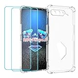 Ytaland Crystal Clear Hülle für Asus ROG Phone 5, Mit 2 x Panzerglas Schutzfolie,Klar Weich Durchsichtig Dünn Silikon Handyhülle Stoßfest Fallschutz Bumper Case C