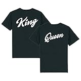 Partnerlook - T-Shirt für Paare - King Queen Handschrift Back Partner Unisex Shirt schwarz, XXXXL, T-Shirt D