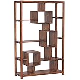 FineBuy Bücherregal Massiv-Holz Sheesham 115 x 180 cm Wohnzimmer-Regal Ablagefächer Design Landhaus-Stil Standregal Natur-Produkt Wohnzimmermöbel Unikat modern Massivholz-Möbel Echtholz Holzreg