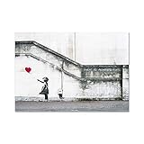 Kunstdruck Leinwandbild Banksy Kunst Gemälde Mädchen und Roter Ballon Familie Wand Dekoration Drucken Malerei Leinwand Inkjet Decor Bild,Noframe,60x80