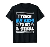 Baseball Vater Spruch Baseballer Papa hit and steal T-S
