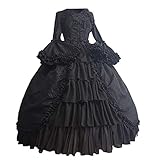 LRWEY Women Mädchen Kleider Kawaii Stil Japanische Verkleidung Schwarz Weiß Baumwolle Baskische Gothic Knoed Spitze Korsetts und Steampunk Kleid mit Rock Übergröße, Schwarz , L