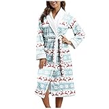 Darringls Bademantel Damen Lang Warm Flauschig Morgenrock Bademantel Morgenmantel Hausmantel Saunamantel Frotteemantel Robe Negligee Saunakilt Sauna Sarong Morgenrock