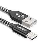 Micro USB Kabel,[2M] Nylon Micro USB Ladekabel Schnellladekabel High Speed Handy Datenkabel für Samsung Galaxy S7/ S6/ J7/ Note 5,Xiaomi,Huawei, Wiko,Motorola,Nokia,Kindle…