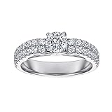 KnBoB Silber Ringe 925 Damen, Doppelt Reihen 4 Zacke Rund 5MM Zirkonia Ring Hochzeit Ringgröße 57 (18.1)