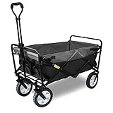 Activa Luxury Handwagen Faltbarer Bollerwagen für Garten Camping Strand Klappwagen Strandbuggy Strandwagen 80kg Nutzlast ca. 100 Liter Kapazität Stabiles Polyestergewebe Metallrahmen L