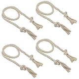 UBERMing Vorhanggurte 4 Stück Handgemachte Vorhang Raffhalter Vorhang Clips Baumwolle Seil Hand Stricken Vorhang Seil für Haus Office Dekoration Fenster Behandlung - Beig