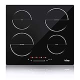 Induktionskochfeld, IsEasy Enbau induktionskochplatte 60 cm, 6800W, Boost-Funktion, Berührungssteuerung, Überhitzungsschutz, 9 Heizstufen &1-99Min Timer, Rahmenlos, 4 Z