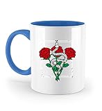 SPIRITSHIRTSHOP Schlange und Rosen Snake and Roses - Zweifarbige Tasse -330ml-B