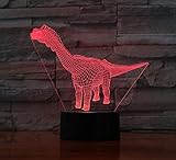 3D-Illusionslampe, Fernbedienung, Nachtlicht, 3D-Lampe, Dekoration, Jurassic World, Brachiosaurus, Dinosaurier, Teenager, Geschenk, 7 Farben, LED-N
