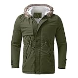 Herren Winter Lässiger Fleece Mantel Winddichte Warme Jacke Fleece Mantel Klassische Winter Parka Jacken Lässige Kapuzen Oberbekleidung Mäntel Outdoorjacke Kunstpelz Kapuze Mantel (Armeegrün, XXXXL)