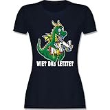 Sprüche Statement mit Spruch - Wie? Das Letzte? - weiß - L - Navy Blau - Einhorn Tshirt Damen - L191 - Tailliertes Tshirt für Damen und Frauen T-S