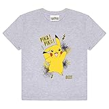 Pokemon Pikachu Pika Pika Mädchen-T-Shirt Heather Grey 143 | Kinder Anime Top, Geburtstagsgeschenkidee für M