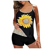 ZGNB Damen Tankini Set Bauchweg Gepolstert Badeanzug Swimsuit Zweiteiliger Bademode mit Hot Pants Badekleid Top Bikini Hose Damen Bademode Swimsuit Set Frau Bademode Badeanzüge Tank