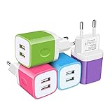 USB Ladegerät, AILKIN 4-Pack 2-Port USB Stecker Ladeadapter, 5V/2.1A USB Netzteil Ladestecker für iPhone 12/11/X/XS/XR/8, Samsung Galaxy S21/S20/S10, Huawei, XiaoMi, LG, Google Pix